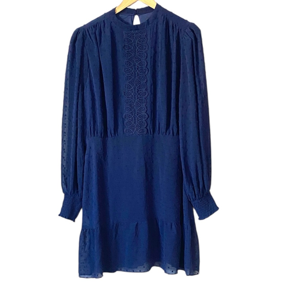 BCBG Paris Deep Blue Textured long sleeve Dress NWOT
